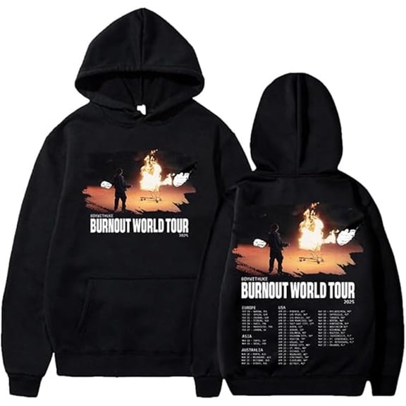 Boywithuke Merch Burnout Tour 2025 Hoodie Unisex Drawstring Pocket Casual Sweatshirt Stylish Pullover