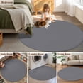 thumbnail image 5 of Round Rugs 5Ft, Grey Pure Color Round Area Rug Washable Indoor Throw Carpet, Aesthetics Contemporary Luxury Soft Non Slip Circle Rug for Cabinet Bathroom Home Decor Aesthetic, 5 of 8