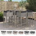 thumbnail image 6 of vidaXL Patio Bar Set Outdoor Wicker Table and Stool with Cushions Poly Rattan, 6 of 9