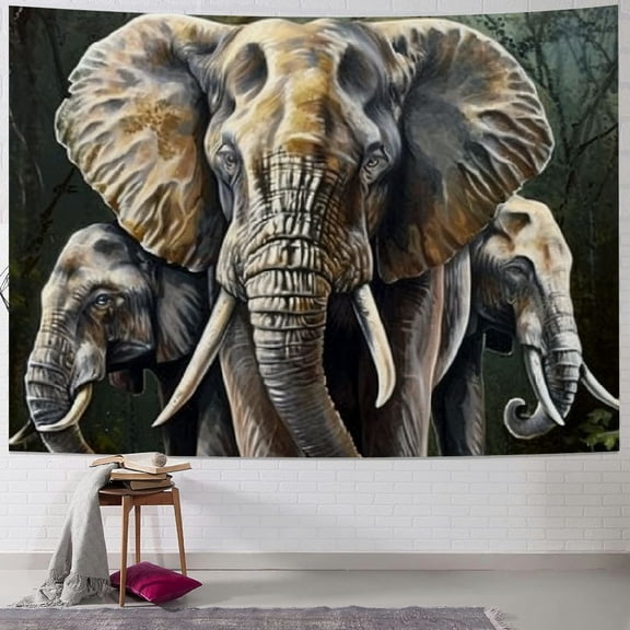 BCIIG Elephants Forest Tapestry Wall Hanging Unique Style Graphic Tapestries Home Wall Decor Art for Living Room Bedroom Apartment Farmhouse Dorm 40x30inch