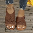 thumbnail image 2 of HVOBTTY Women's Summer Fashion Casual Solid Color Flat Heel Lightweight Strap Buckle Hollow Out Sandals Comfortable Shoes Brown, 37, 2 of 5