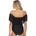 thumbnail image 3 of Women One Piece Off Shoulder Lace Swimsuits Ruffle Flounce Hollow Bathing Suits, 3 of 4