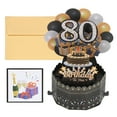 thumbnail image 1 of Tarjeta de cumpleaños 80 de Uxcell, tarjeta de cumpleaños emergente, feliz cumpleaños con tarjeta de saludo y sobre para niño y mujer, negro y dorado, 1 of 5