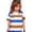 Blue, variant on WAYUTE Shirts for Girls Colorful Striped Print Summer Short Sleeve Crew Neck T-Shirt for Kids Comfortable Casual Summer Top,Pink,Size 12 Y-13 Y