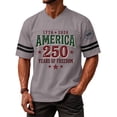 thumbnail image 2 of Zimjoy 250 Years of Freedom Men's Patriotic Cotton V Neck Jersey T-Shirt 1776-2026 America Striped Short Sleeve Tee for 4th of July Casual Sports Gray XL, 2 of 5