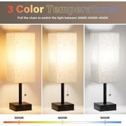 LUFF Table Lamps for Bedroom Set of 2 ,Bedside Small Lamps with 3 Way Dimmable Rocker Switch, Minimalist Night Stand Light Lamp with Square Fabric Shade for Living Room, Desk, LED Bulb included