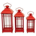 thumbnail image 2 of Northlight Mission Style Metal Candle Lanterns - 19.5" - Red - Set of 3, 2 of 9