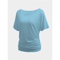 thumbnail image 2 of Womens Short Sleeve Boat Neck Side Shirring Dolman Drape Top, 2 of 6