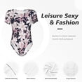 thumbnail image 6 of Naloa Lilies Flowers Women's Short-Sleeved Onesie, One-Piece Swimsuit for Parties, dates, clubs - Small, 6 of 9