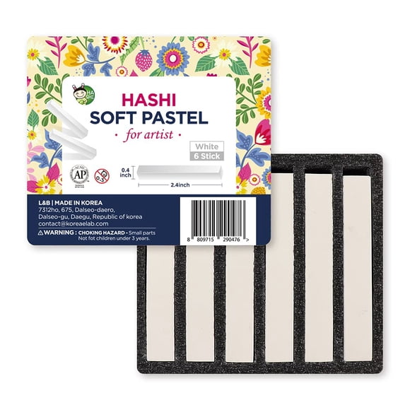 HA SHI Soft Chalk Pastels for Professional Artist, Square Non Toxic Art Supplies, Dry Pastels Set(6 Stick Long) (6 Stick WT Long)
