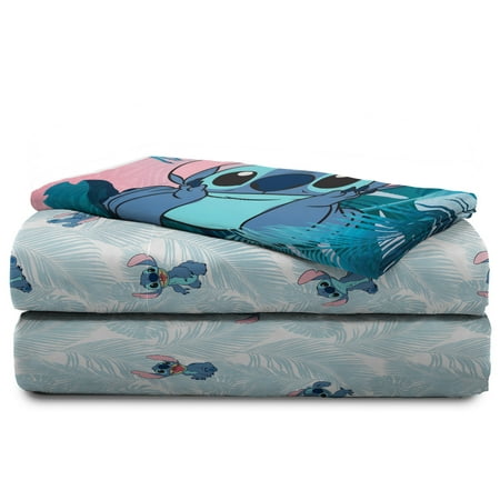 Lilo & Stitch Blue Floral Fun Bed Sheet Set - Walmart.com - Walmart.com