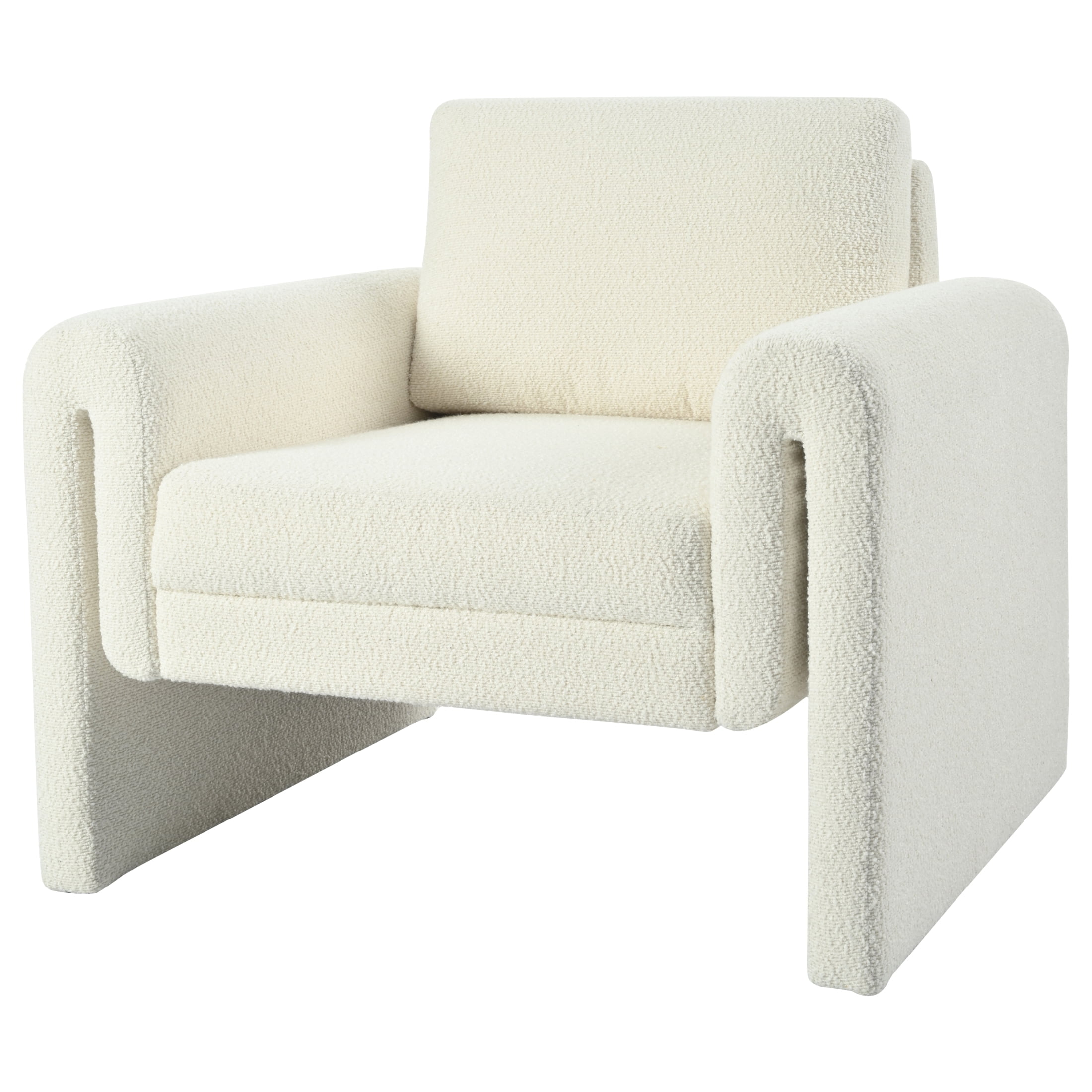 Christopher Knight Home Modern Bouclé Upholstered Accent Chair, Sculptural Armchair, Ivory