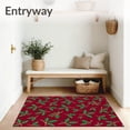 thumbnail image 3 of ODIKA 3'x5' Machine Washable Non-Slip Area Rug, Joyful Celebration Yuletide Hearth Accent Throw High Traffic Rug with Pad, Red, 611317, 3 of 8