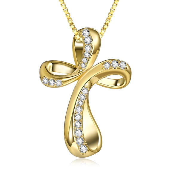 HXWZB Twisted Cross Necklace for Women, Infinity Cross Pendant Faith Jewelry Birthday Mother's Day Religious Gifts for Women