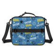 thumbnail image 2 of Football and Star Blue Pattern Insulated Lunch Bag with Shoulder Strap and Bottle Holder,Bento School Lunch Bag Box,11x9.5x3.5 Inches, 2 of 3