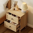 thumbnail image 3 of WAMPAT Farmhouse End Table with Charging Station, Rustic 2-Drawer Nightstand, Oak, 3 of 5