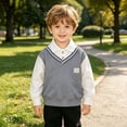thumbnail image 5 of mgoYE Baby Boys Cotton Polo Sweater Long Sleeve Toddler Embroidered Collared Top Soft Kids Clothes for School Casual Wear(Grey,5-6 Years), 5 of 6