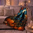 thumbnail image 6 of Whimsical Autumn Night Scene Black Cats Pumpkins, Mystical Pet Portrait Pattern, Warm Flannel Blanket for Living Room and Bedroom, Cat Lovers Thanksgiving Gift, Pet Lover Home Decor, 6 of 9