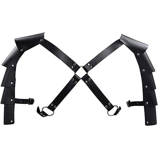 Zhuge Arnés de pecho de piel sintética ajustable estilo steampunk para hombre con hebillas de protección para los hombros para fiesta, cosplay y Halloween