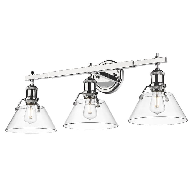 Golden Lighting Orwell 3 Light Bath Vanity in Chrome with Clear Glass Shade