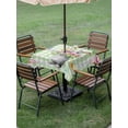thumbnail image 3 of Outdoor Tablecloth with Umbrella Hole and Zipper, Happy Easter Square Table Cloth 60x60 Inch Waterproof Tablecloth, Cute Bunny Spring Flowers Butterfly Green Plaid Picnic Table Cover for Patio, 3 of 7