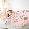thumbnail image 4 of Homewish Kids Strawberry Fruit Queen Comforter Set, Pink Blossoms Flower Bedding Sets, Princess Cartoon Theme Reversible Bedding Comforter Set, Lightweight Room Decor, 3pcs, 4 of 8