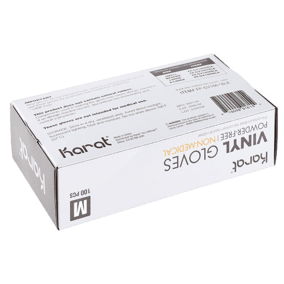 [1,000 ct] Karat Vinyl Gloves, Powder-Free, Black, Medium