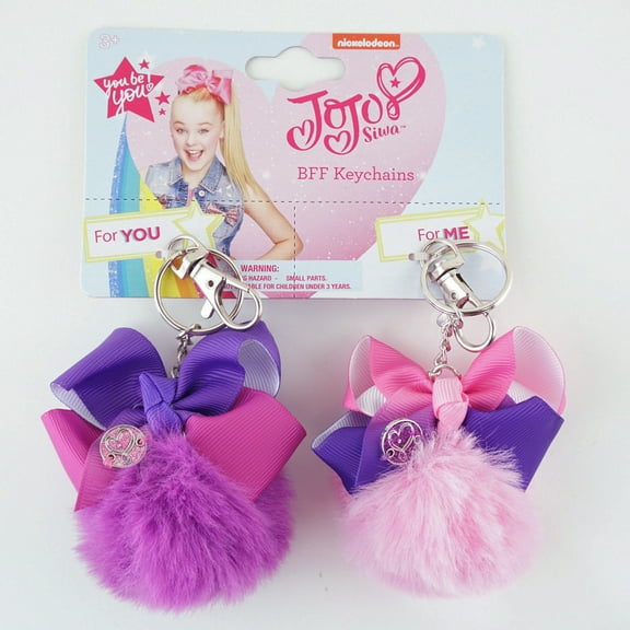 JoJo Siwa Matching Keychains for Girls Friends Sisters Clip-Ons Pink & Purple