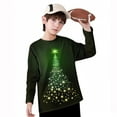 thumbnail image 6 of Boys Girls Christmas Top Kids' Christmas Tree Printed T-shirt Long Sleeve Crew Neck Pullover Festive Holiday Shirt, 6 of 7