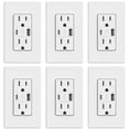 thumbnail image 1 of Enchufe de pared ELEGRP USB 15 A con 2 USB tipo A y tipo C 21 W, paquete de 6, 1 of 9