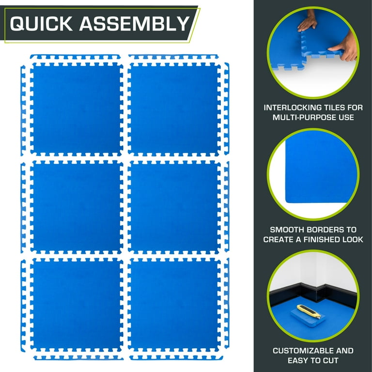 トレーニング用品 ProsourceFit Extra Thick Puzzle Exercise ProsourceFit Gym Interlocking Floor Tiles, Extra Thick