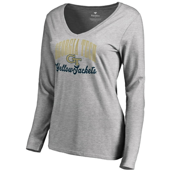 Women's Ash Georgia Tech Yellow Jackets Victory Script Long Sleeve T-Shirt