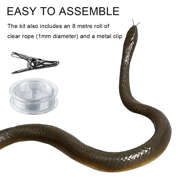 Serpiente Falsa De 47 Pulgadas Para Bromas | Juguete Realista De Goma Con Cuerda Y Clip | Ideal Para Halloween Y Sustos