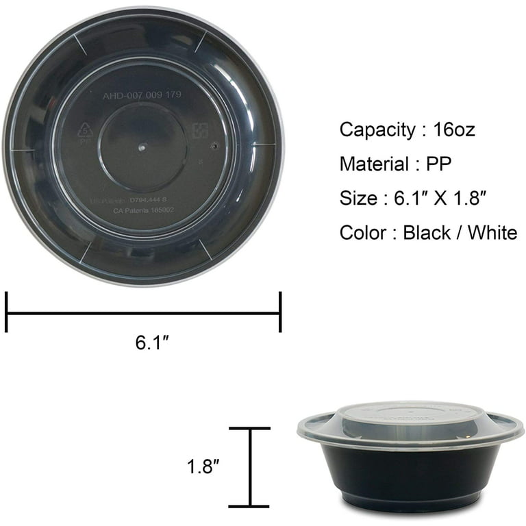 CTC-8311] Round Meal Prep Bowl Container with Lids - 16oz (50/100/150 – CTC  Packaging