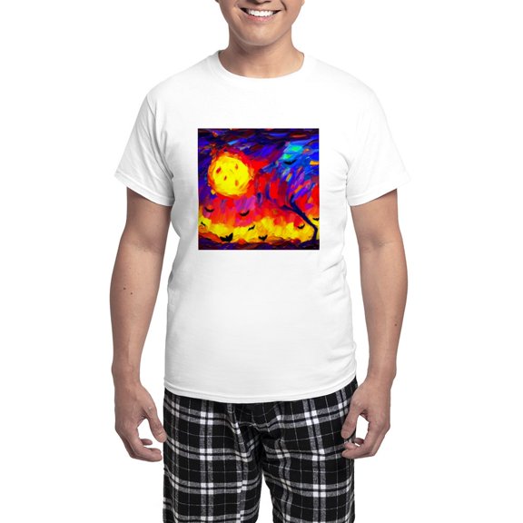 CafePress - Halloween Modern Abstract Oil Painting - Men's Light Loose Fit Cotton Pajama Set