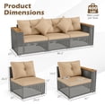thumbnail image 3 of Costway Patio Wicker Sectional Furniture Set, 3 Piece Outdoor Couch Set for Garden Beige, 3 of 10