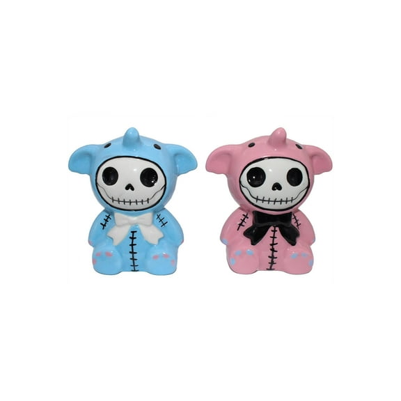 Furrybones Baby Blue and Pink Elephant Elefun Ceramic Salt N Pepper Shaker