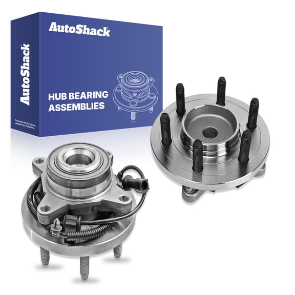 AutoShack Front Wheel Hub Bearing Assemblies - Driver and Passenger Side for Ford, F-150 2009-2010, RWD V8 4.6L 5.4L - 6-Lug, With ABS