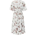 thumbnail image 4 of Cuteduck Women's summer casual plus-size Bohemian-style swing wrap dress with floral prints, V-neck and cinched waist, flowing and elegant mid-length dress 1X-5X, 4 of 7