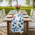 thumbnail image 4 of Table Runners 70 Inches Long Dress Scarves, Navy Blue Floral Farmhouse Coffee/Dining/Kitchen Table Decor, Holiday Table Runner, Spring Flowers Butterflies Wooden 13x70 Inch, 4 of 9