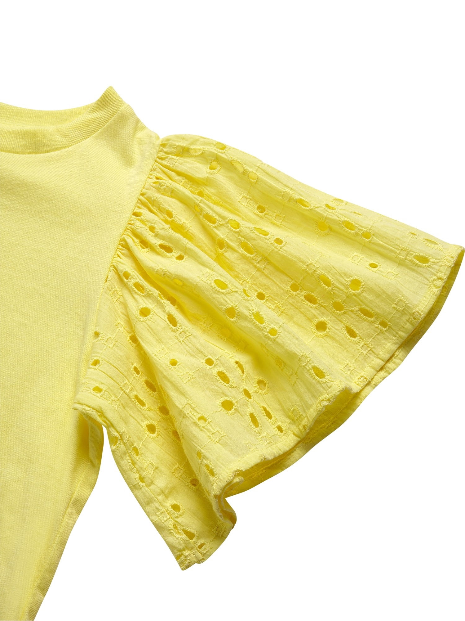 Jessica Simpson Girls' Crewneck Tee with Eyelet Flutter Sleeves, Sizes 7-14/16