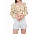 thumbnail image 2 of Lovito Cute Loose V Neck Long Sleeves Drawstring Floral Print Shirred Ruffle Blouses, 2 of 5
