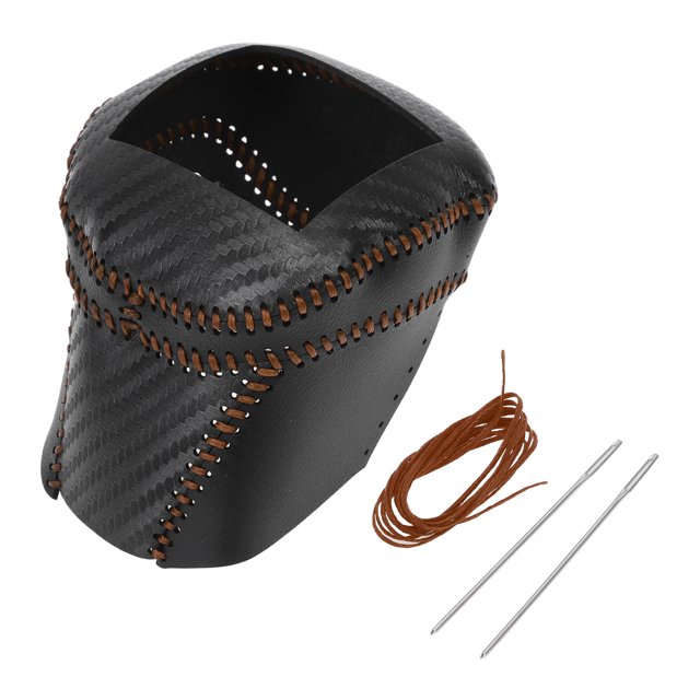 Cubierta de pomo de cambio de marcha Unique Bargains para Nissan Rogue 2021-2024, antideslizante, fibra de carbono negra, protector de mango de cambio marrón de cuero sintético, 1 juego