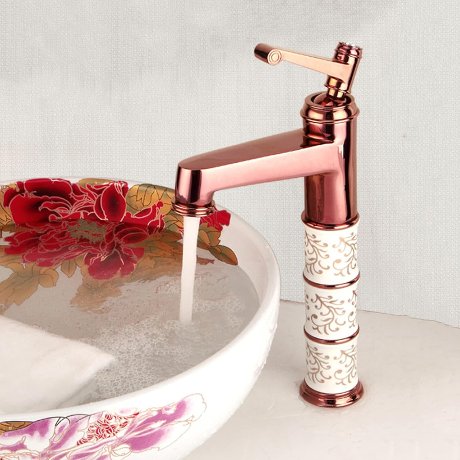 Vintage Bathroom Faucet, Cold Hot Mixer Vintage Vanity Tap, Antique Brass Bathroom Sink Faucet, Single Handle Bathroom Sink Faucet, Gold, High