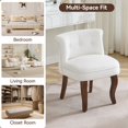 thumbnail image 6 of Velvet Vanity Stool Makeup Chair With Back, Upholstered Tufted Accent Seat With Solid Wood Legs For Bedroom Dressing Room Living Room, Mid Century Style, White, 1 Pack, 6 of 7