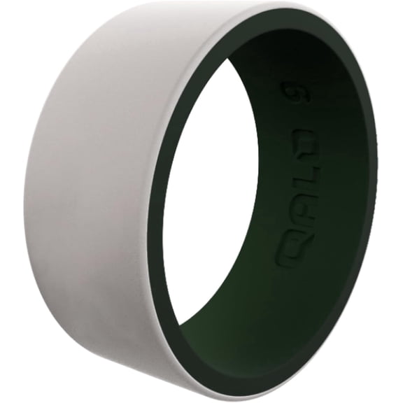QALO Men's Frost/Forest Blank Strata Silicone Ring – Durable Wedding Bands with Flexible Comfortable Fit – Skin-Friendly and Lightweight Design – Size 08
