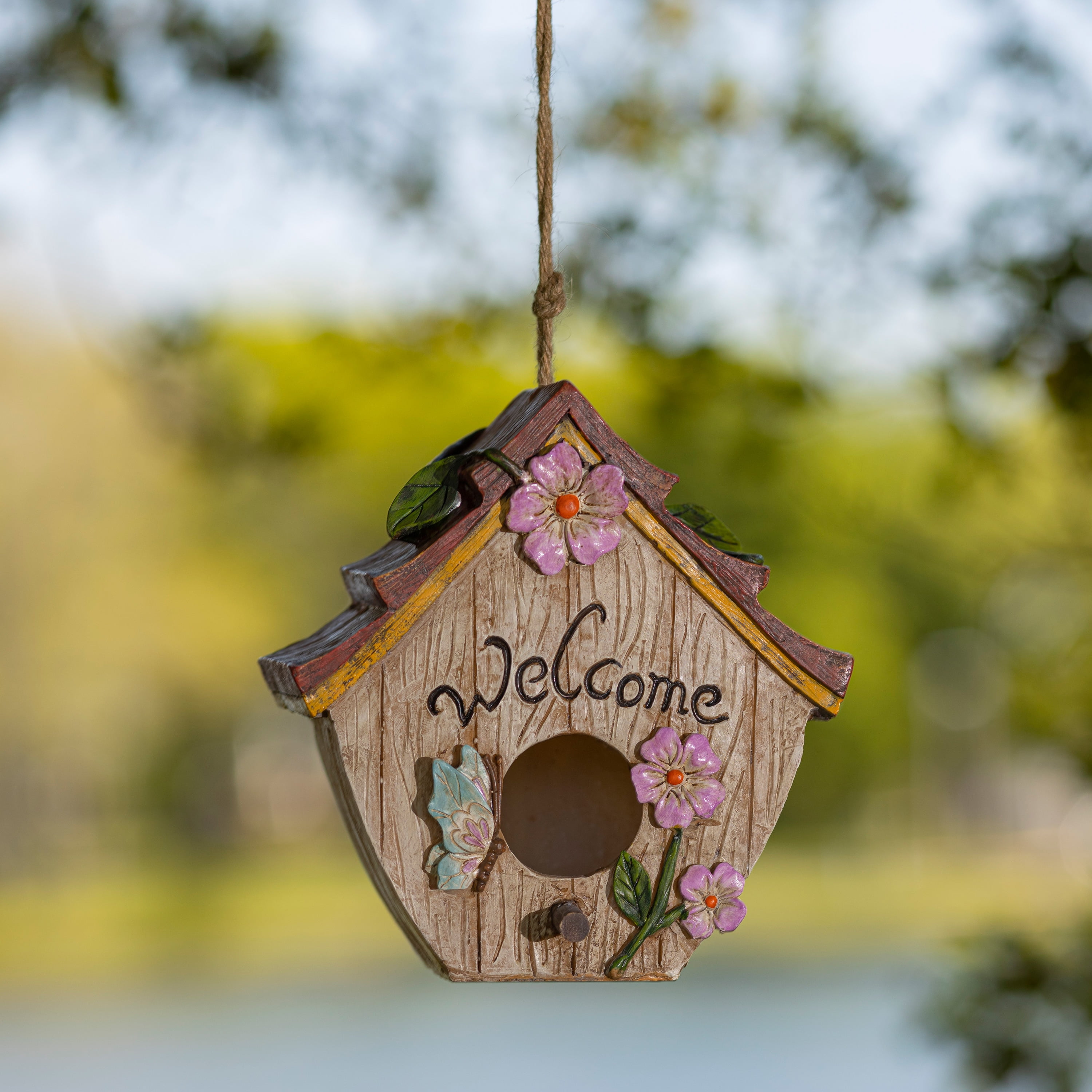 VP Home Rustic Welcome Decorative Hand-Painted Birdhouse