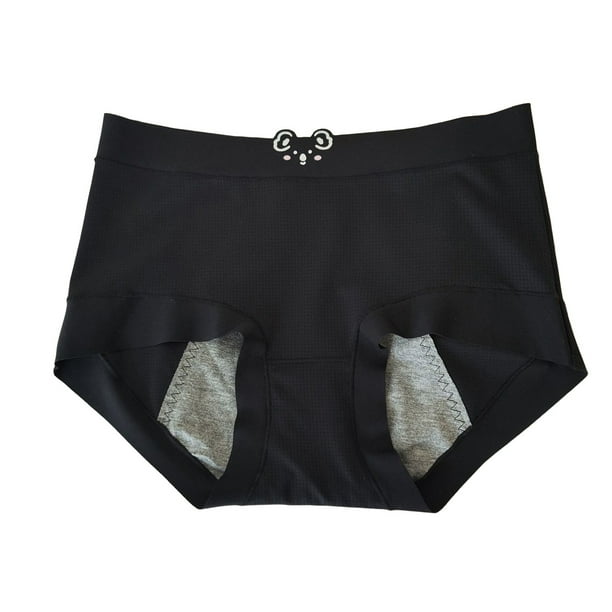 Aayomet Seamless Underwear for Women Silk Seamless Mid Waist Menstrual  Underwear Bag Hip Skin Friendly Nude (Black, One Size)