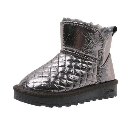 

Winter Girls Boys Kids Booties Faux Fur Lined Keep Warm Ankle Boots Cute for Children Outdoor