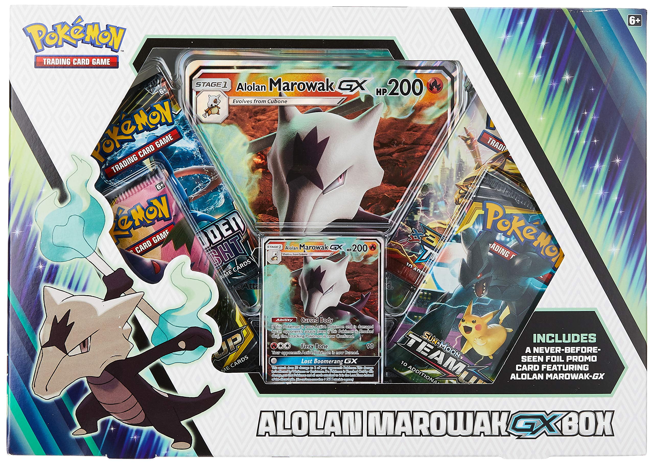 Pokemon Sun and Moon 10 Alolan Marowak GX Box- 4 Pokemon Trading Card Booster Packs | 1 foil + 1 oversize card featuring Alolan Marowak-GX